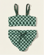 Green/Checkered two piece bikini bathing suit back 36