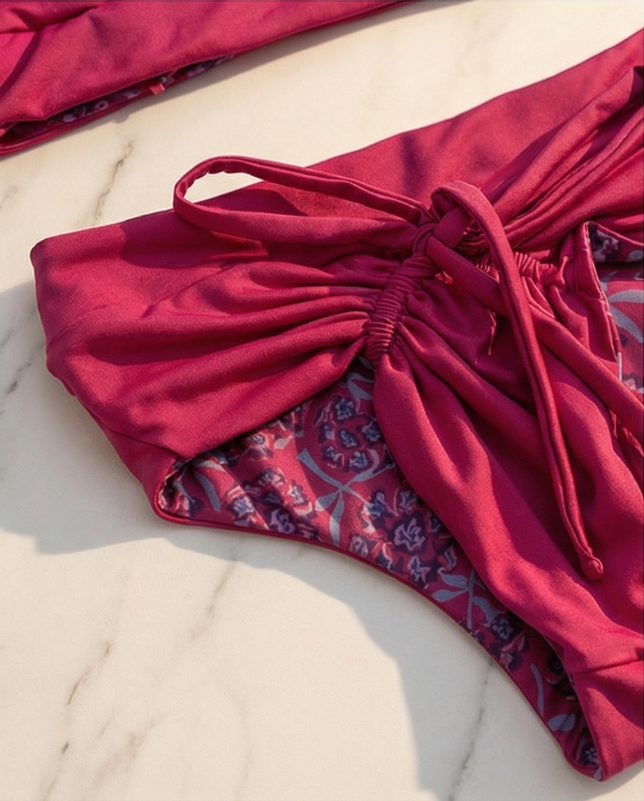 Pink/Hydrangea two piece bikini bathing suit back