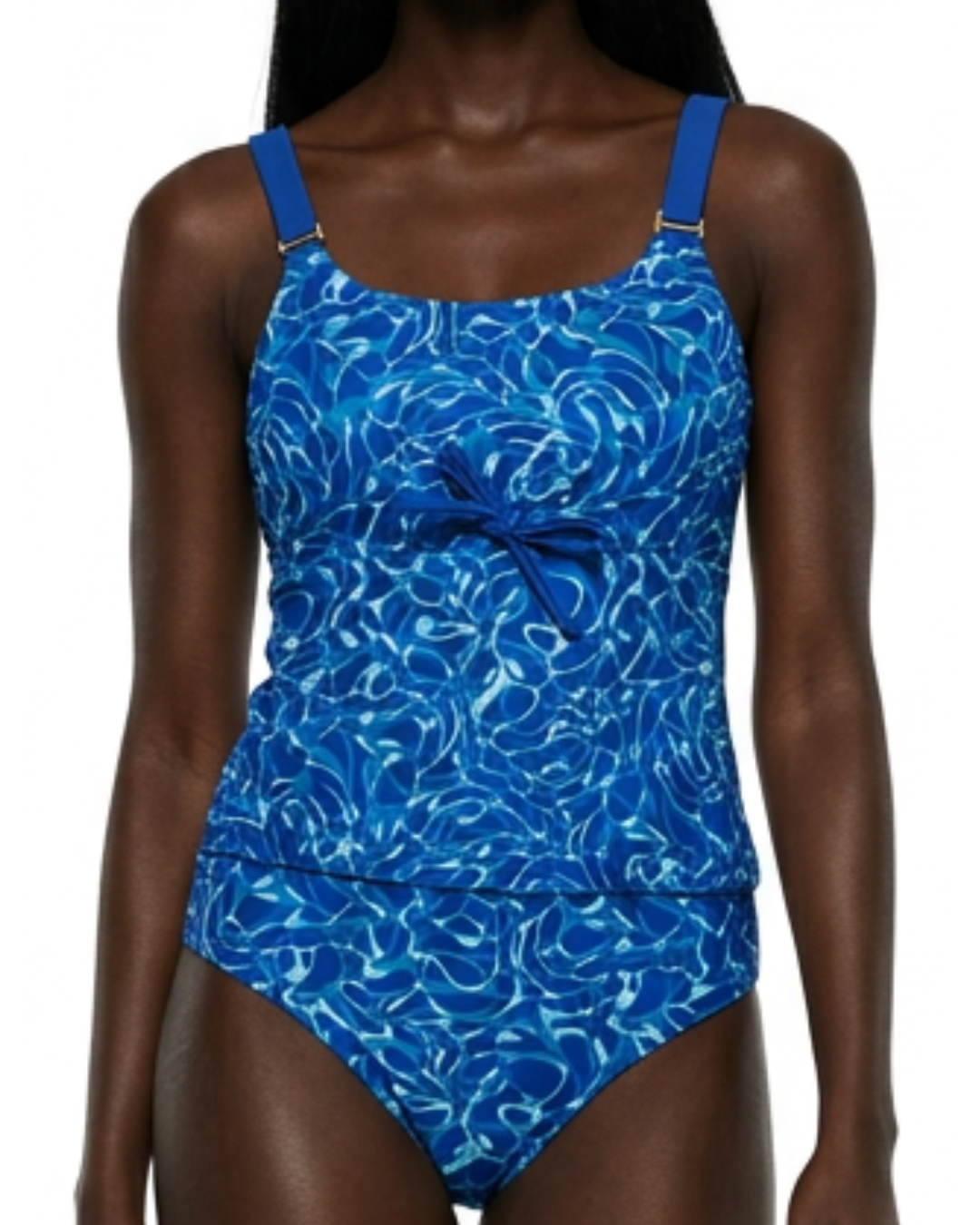 Blue/Sea Foam one piece bathing suit front blue pattern swimsuit