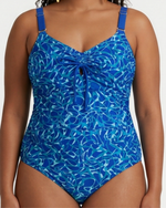 Blue/Sea Foam one piece bathing suit front blue pattern swimsuit 40