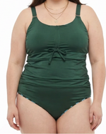 Green/Checkered one piece bathing suit front green 32