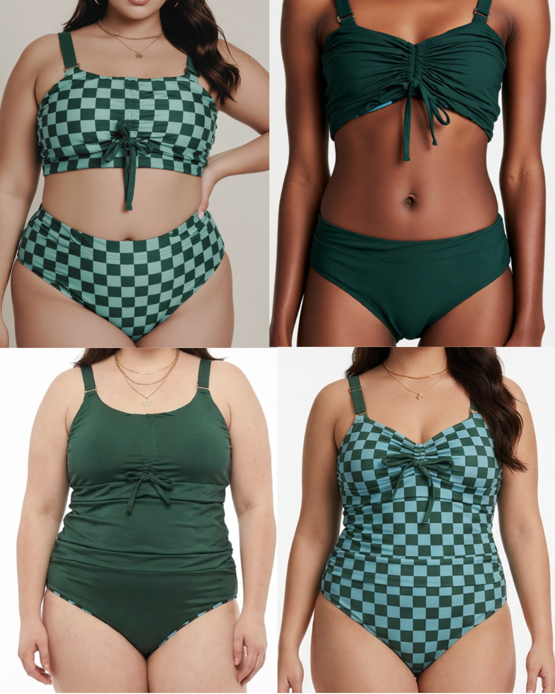 all in one green/checkered bathing suit