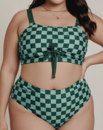 Green/Checkered two piece bikini bathing suit front green checkered swimsuit 34