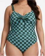 Green/Checkered one piece bathing suit front green checkered swimsuit 35
