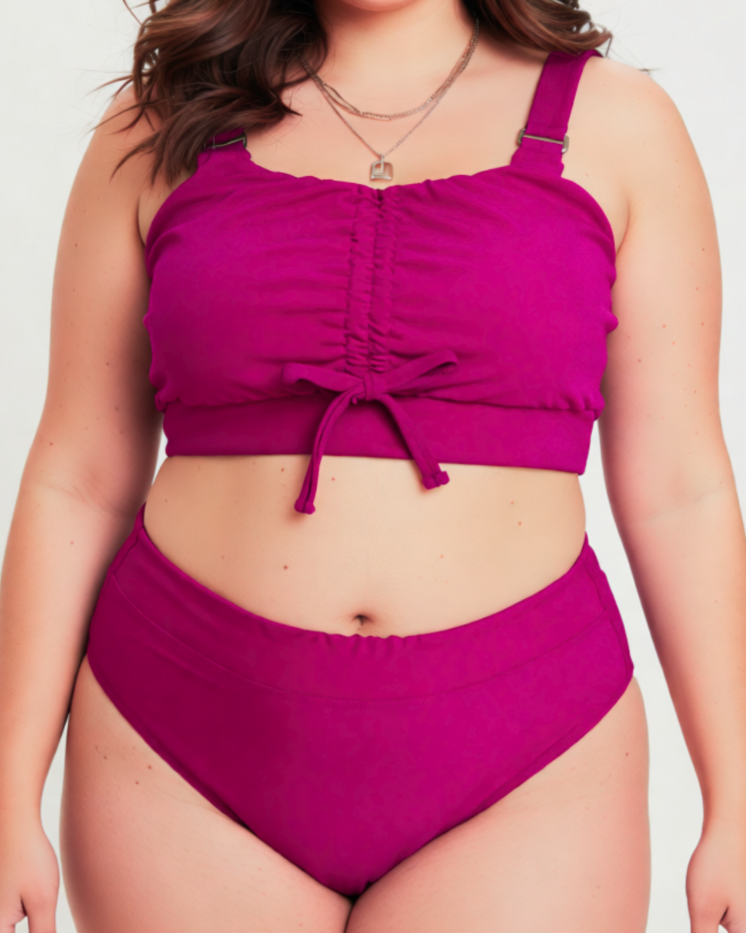 Pink/Hydrangea two piece bikini bathing suit front pink swimsuit