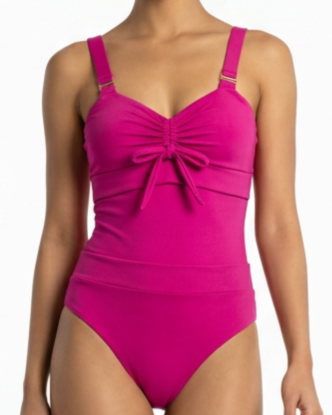 Pink/Hydrangea one piece bathing suit front pink swimsuit