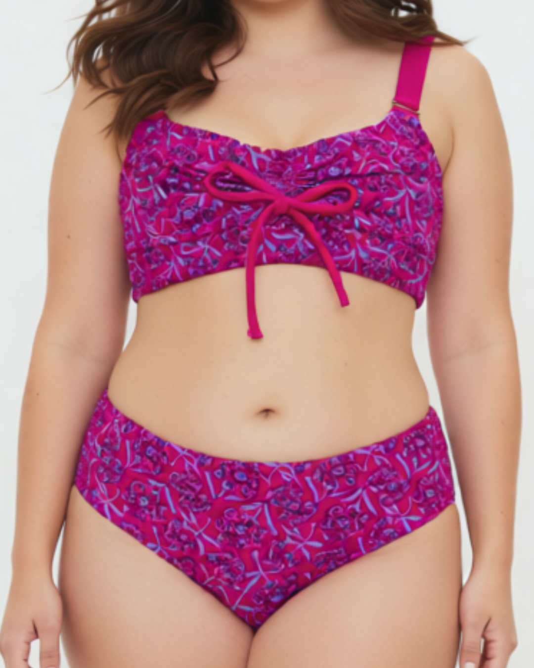 Pink/Hydrangea two piece bathing suit bikini front pink pattern