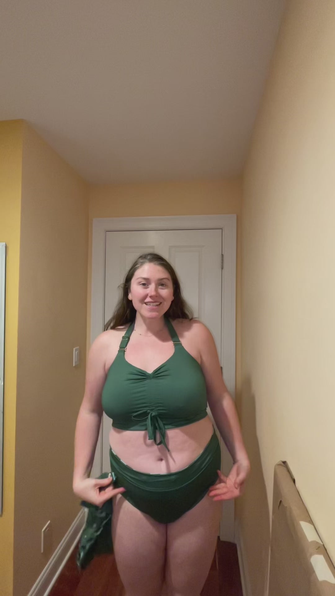 adjustable bathing suit that changes from a one piece to a two piece all